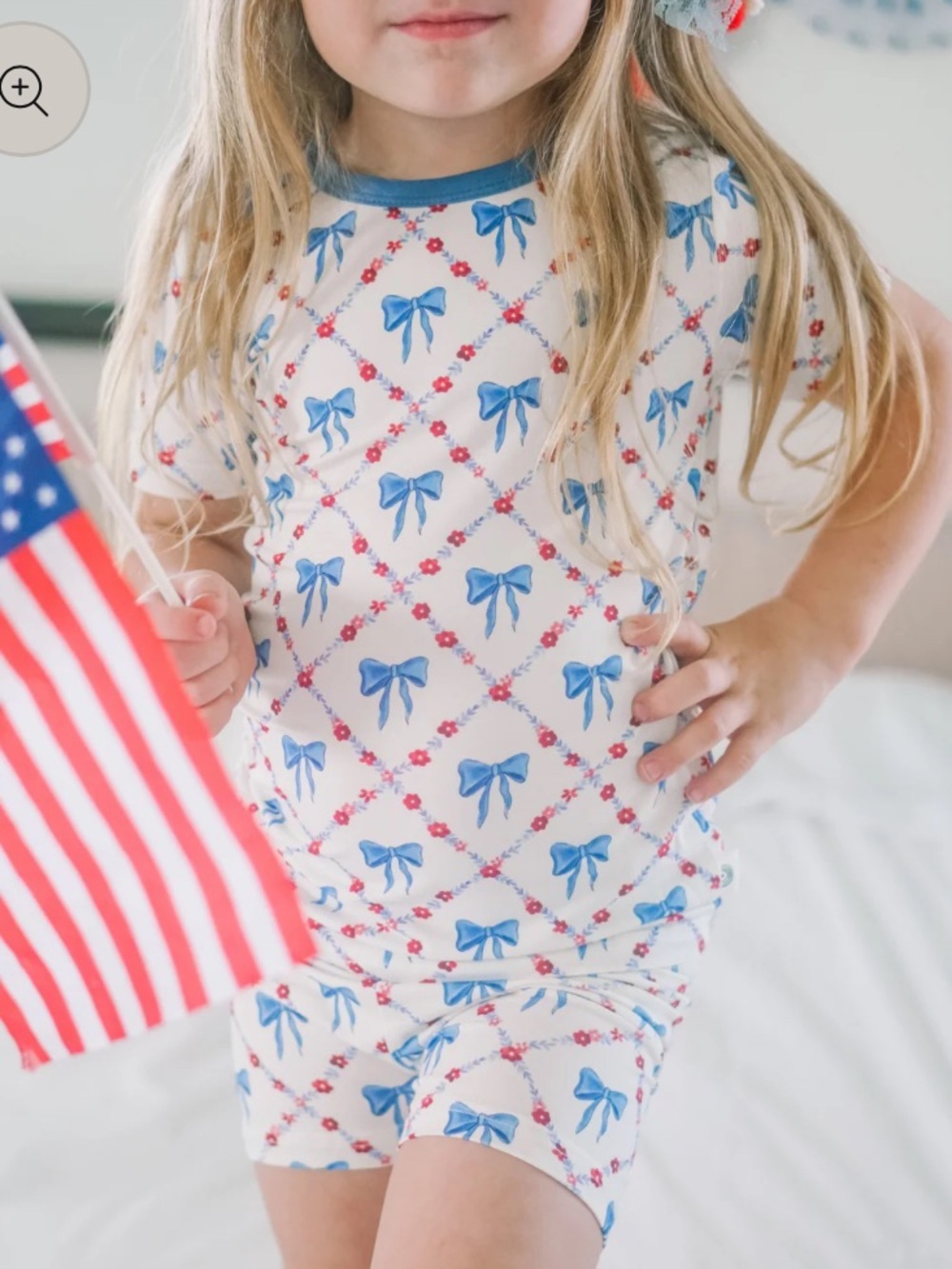 Little Joy Co Red White & Bows 2 Piece Bamboo Pajama Set 7/8 NWT IN PKG